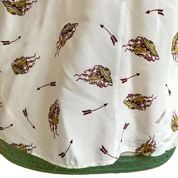 Dorothee Schumacher Silk Flutter Sleeve Blouse Cream Burgundy Trim Size 1 XS - Picture 9 of 14